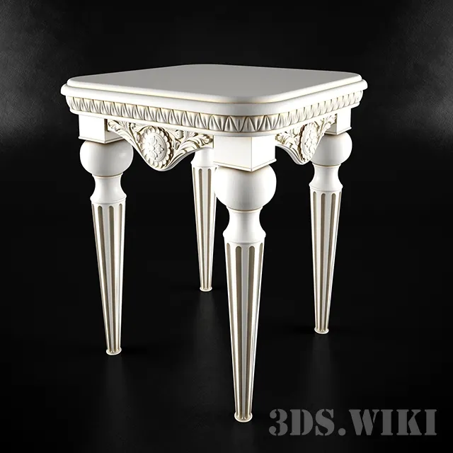furniture – Small white classic table 3ds Max