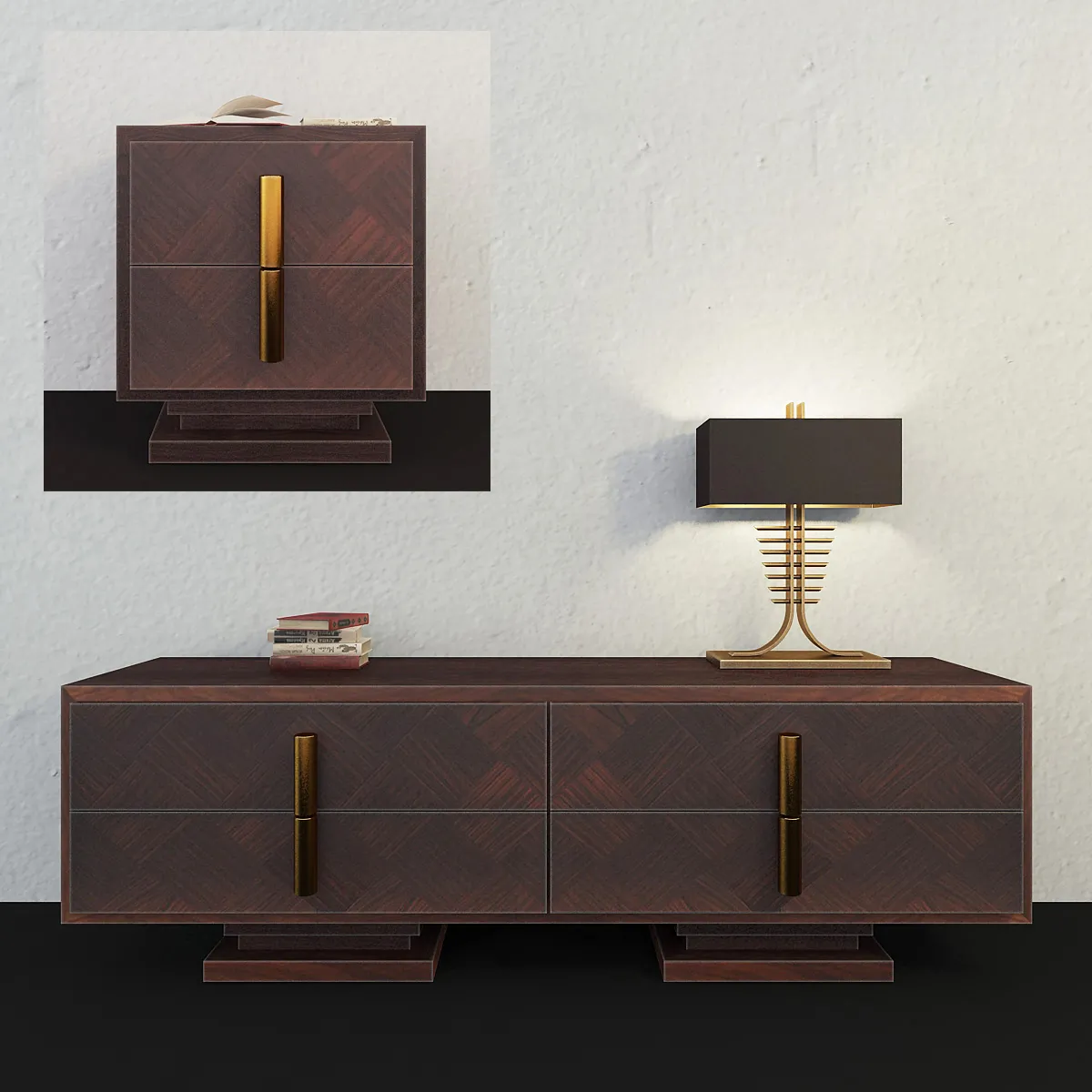 furniture – Smania Nestor dresser and nightstand 8 3ds Max