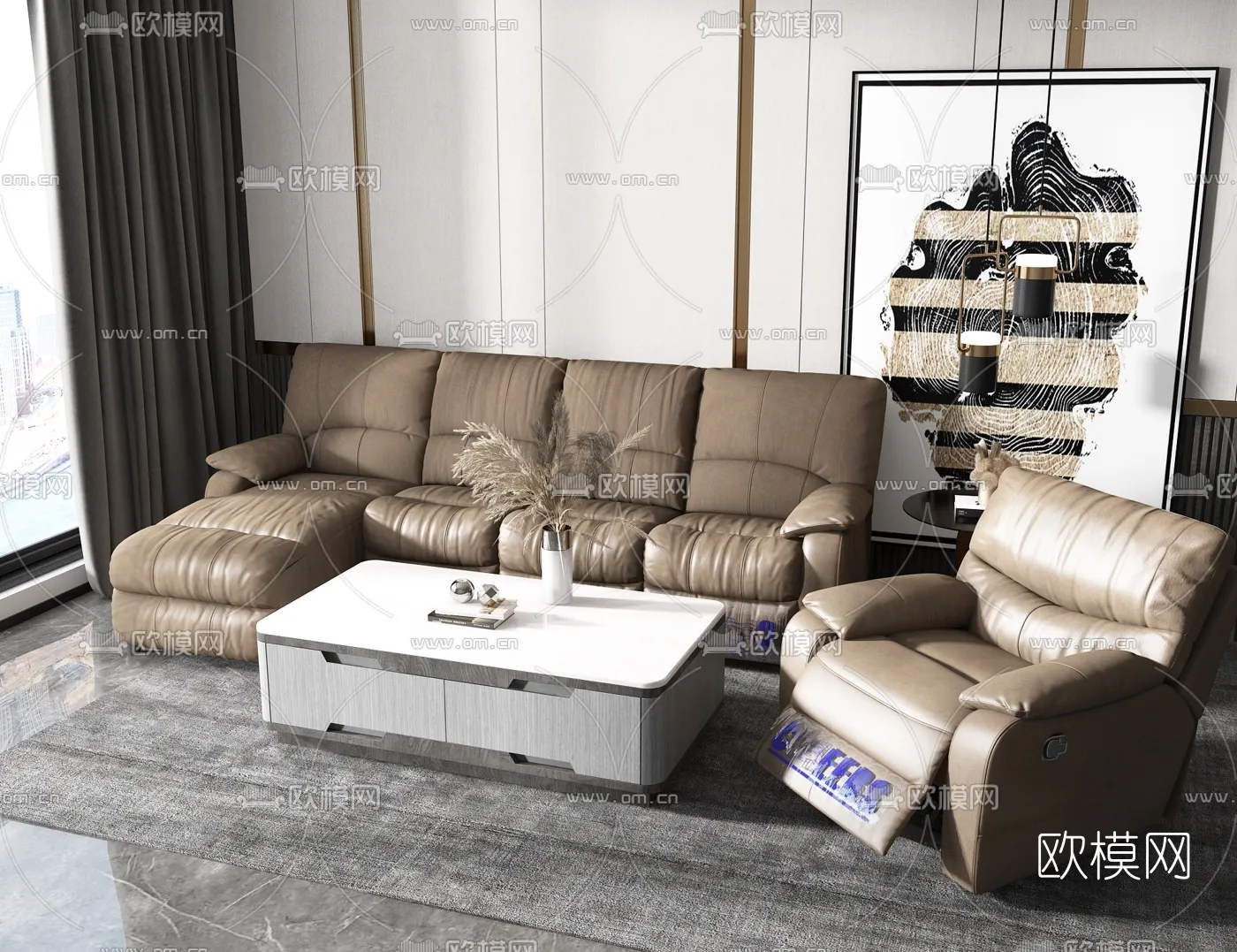 FURNITURE – SOFA – 3D Model For Interior Design – 11077