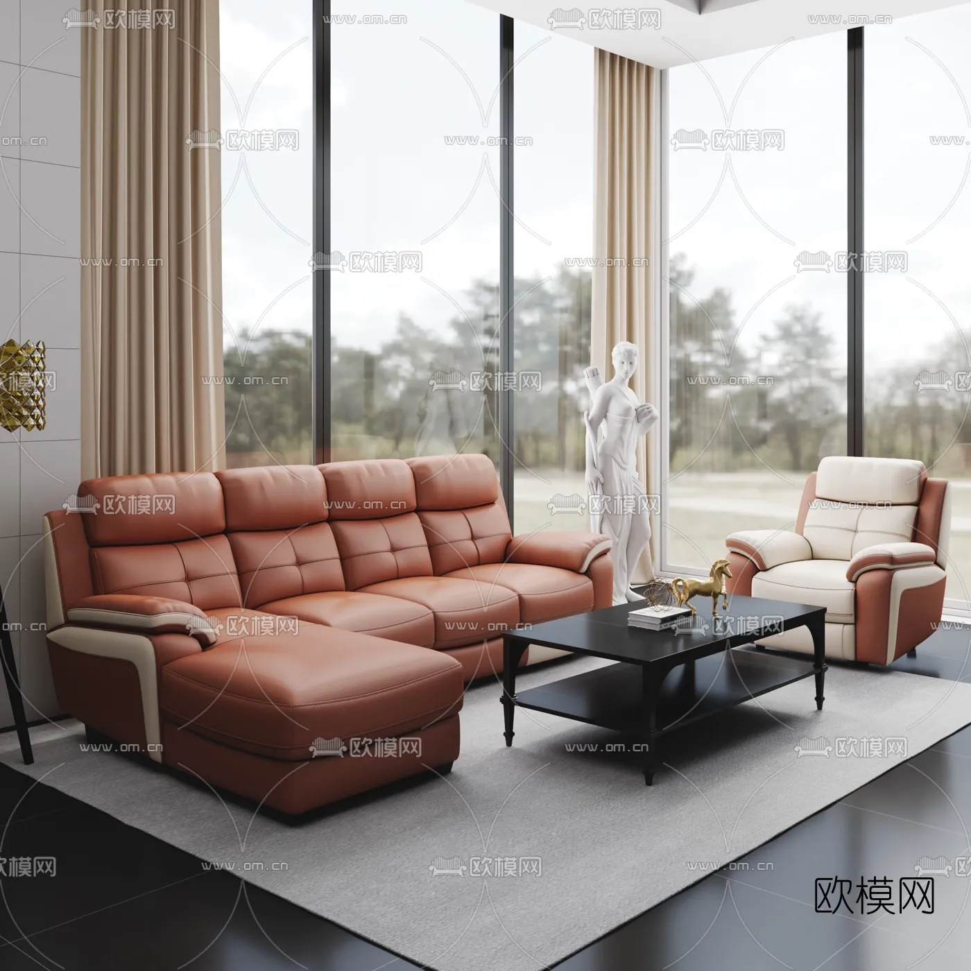 FURNITURE – SOFA – 3D Model For Interior Design – 11079