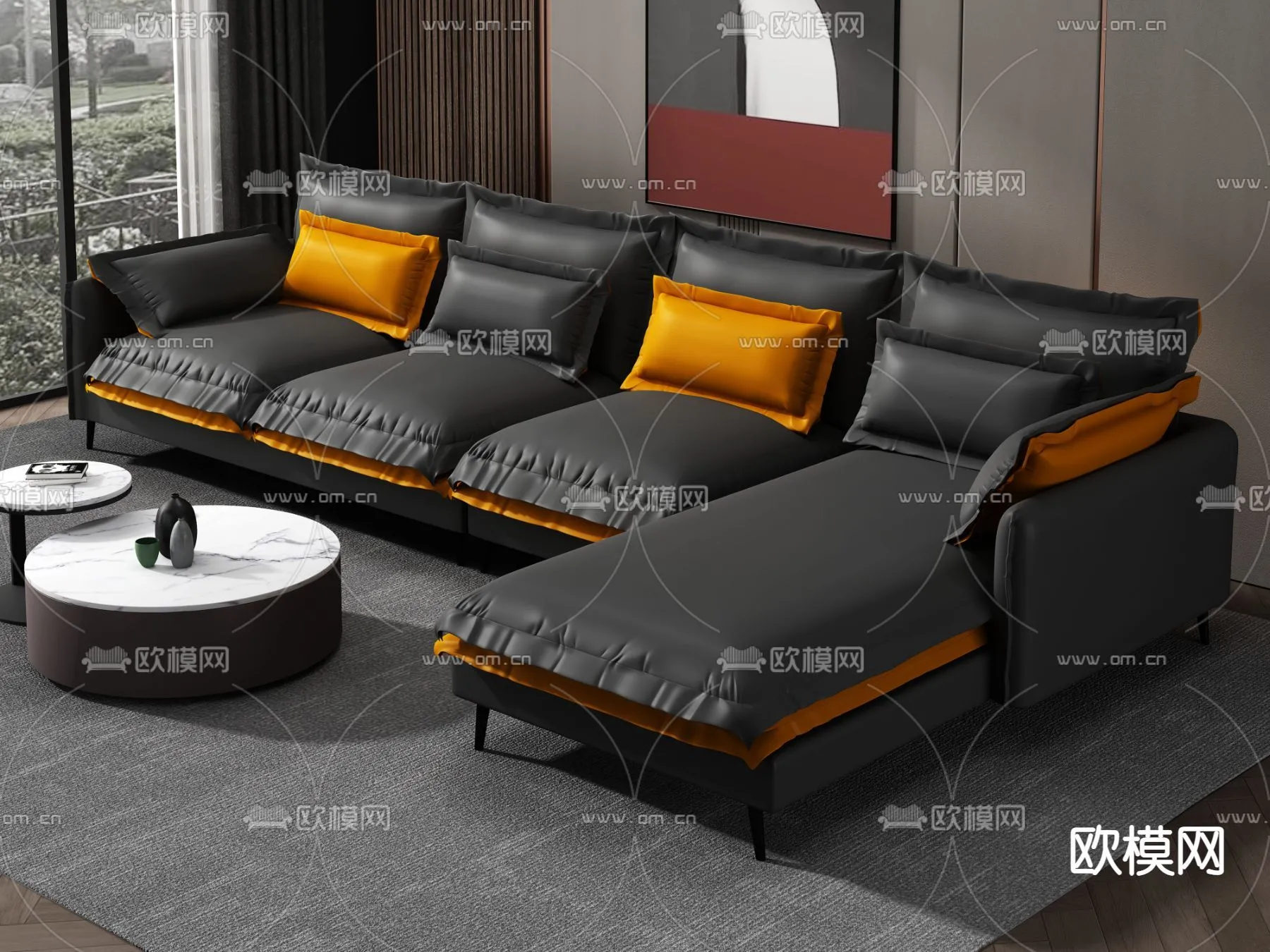 FURNITURE – SOFA – 3D Model For Interior Design – 11084