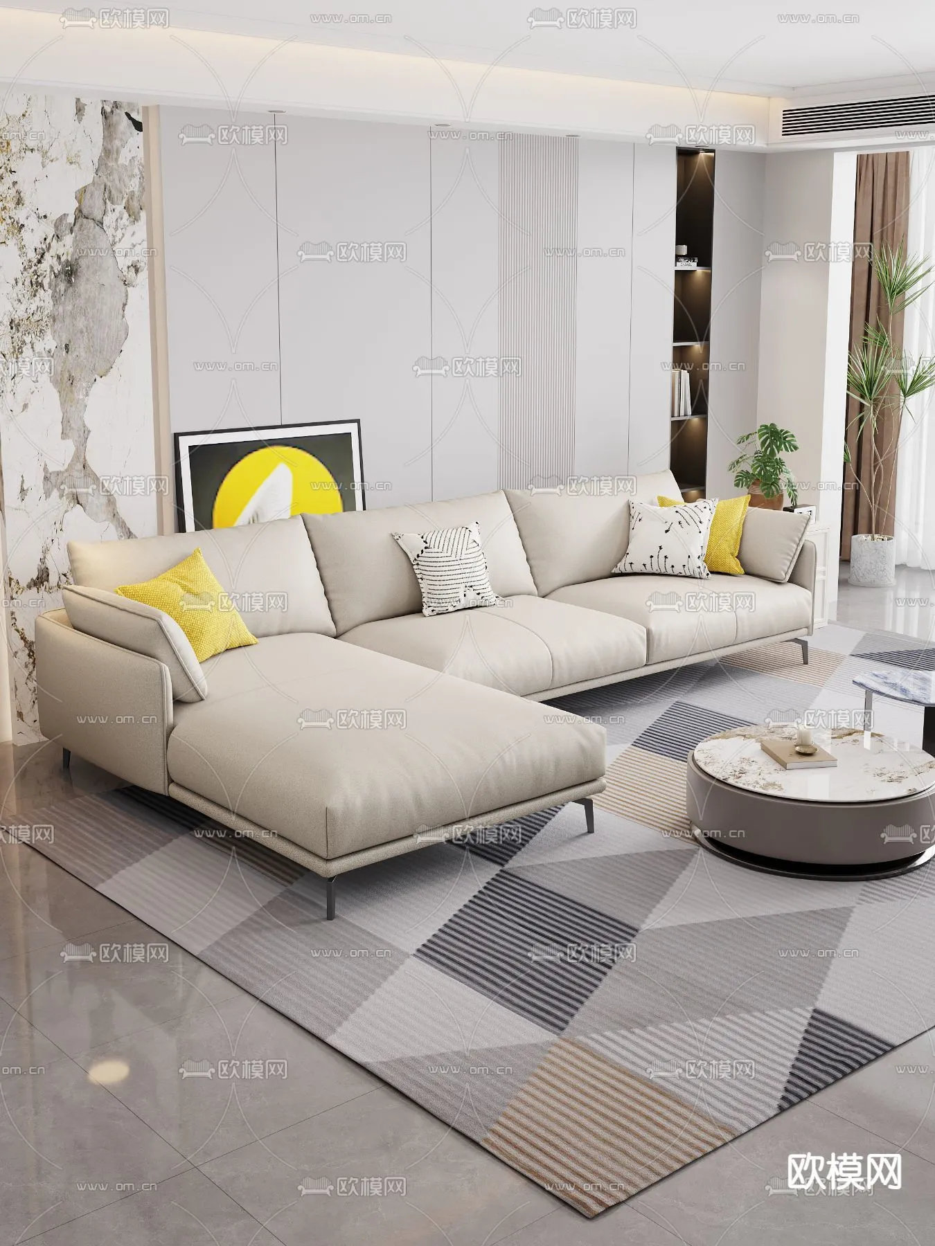 FURNITURE – SOFA – 3D Model For Interior Design – 11154