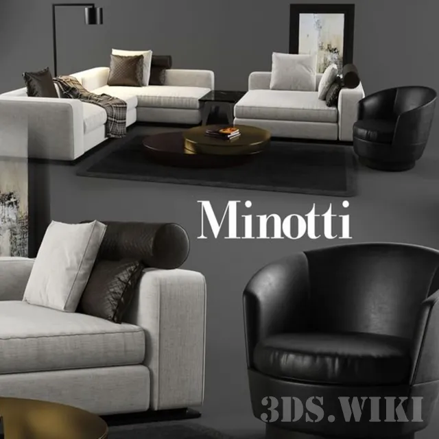 furniture – Sofa armchair table by Minotti 3ds Max