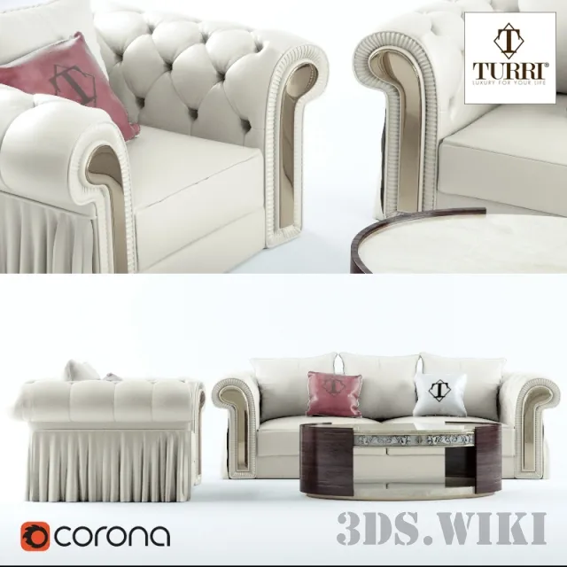 furniture – Sofa chair coffee table Turri Couture 3ds Max