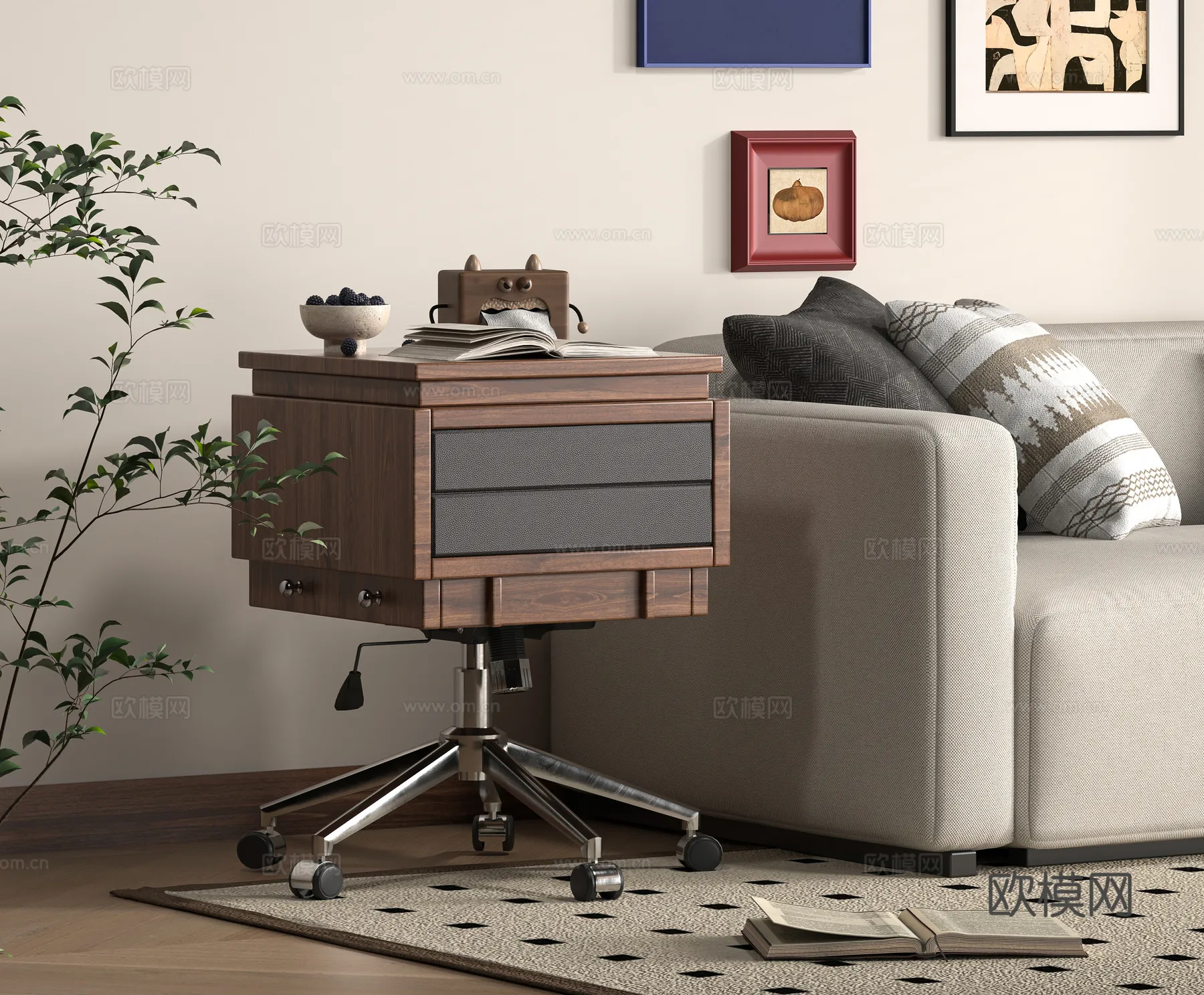 FURNITURE – SOFA TABLE – 3D Model For Interior Design – 416