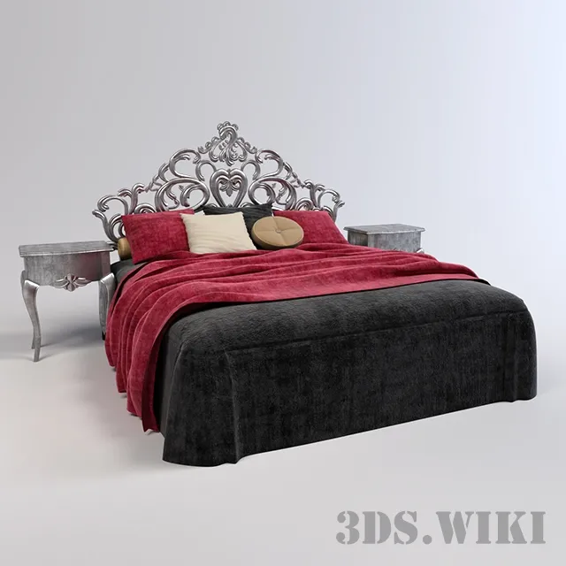 furniture – Soft classic bed with side tables 3ds Max
