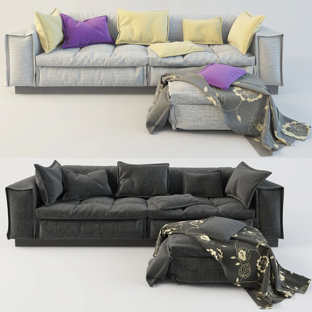 furniture – Soft sofa with ottoman 3ds Max