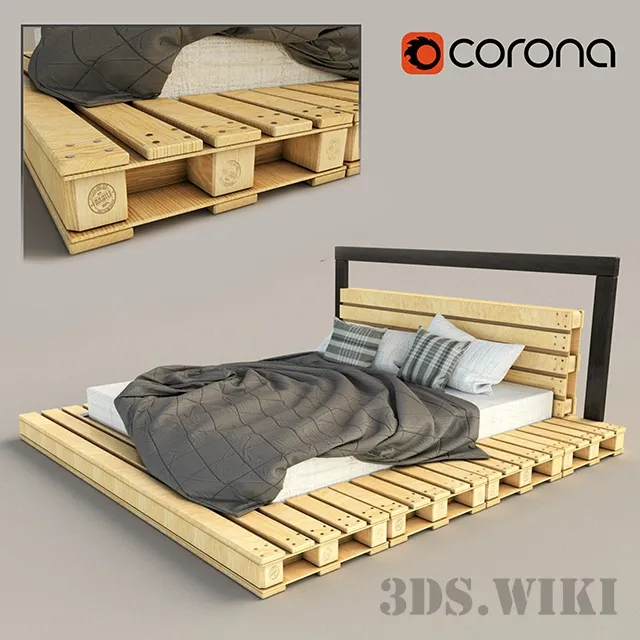 furniture – Solid wood bed 3ds Max