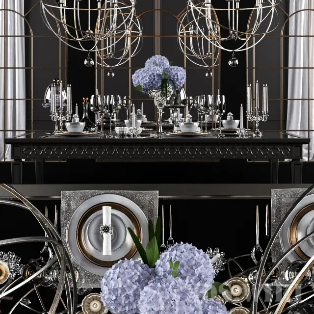 furniture – Sophie Mirrored Dining Table 3ds Max