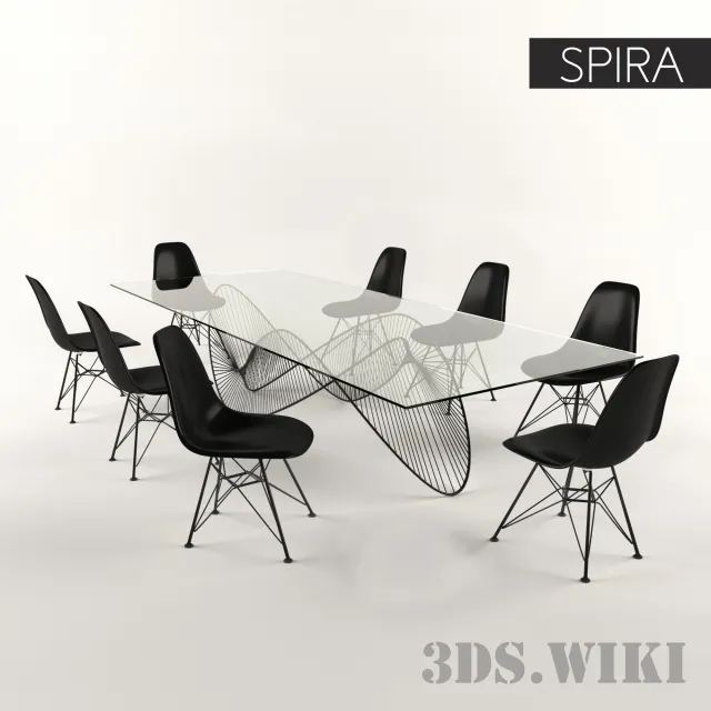 furniture – Spira table and chairs 3ds Max
