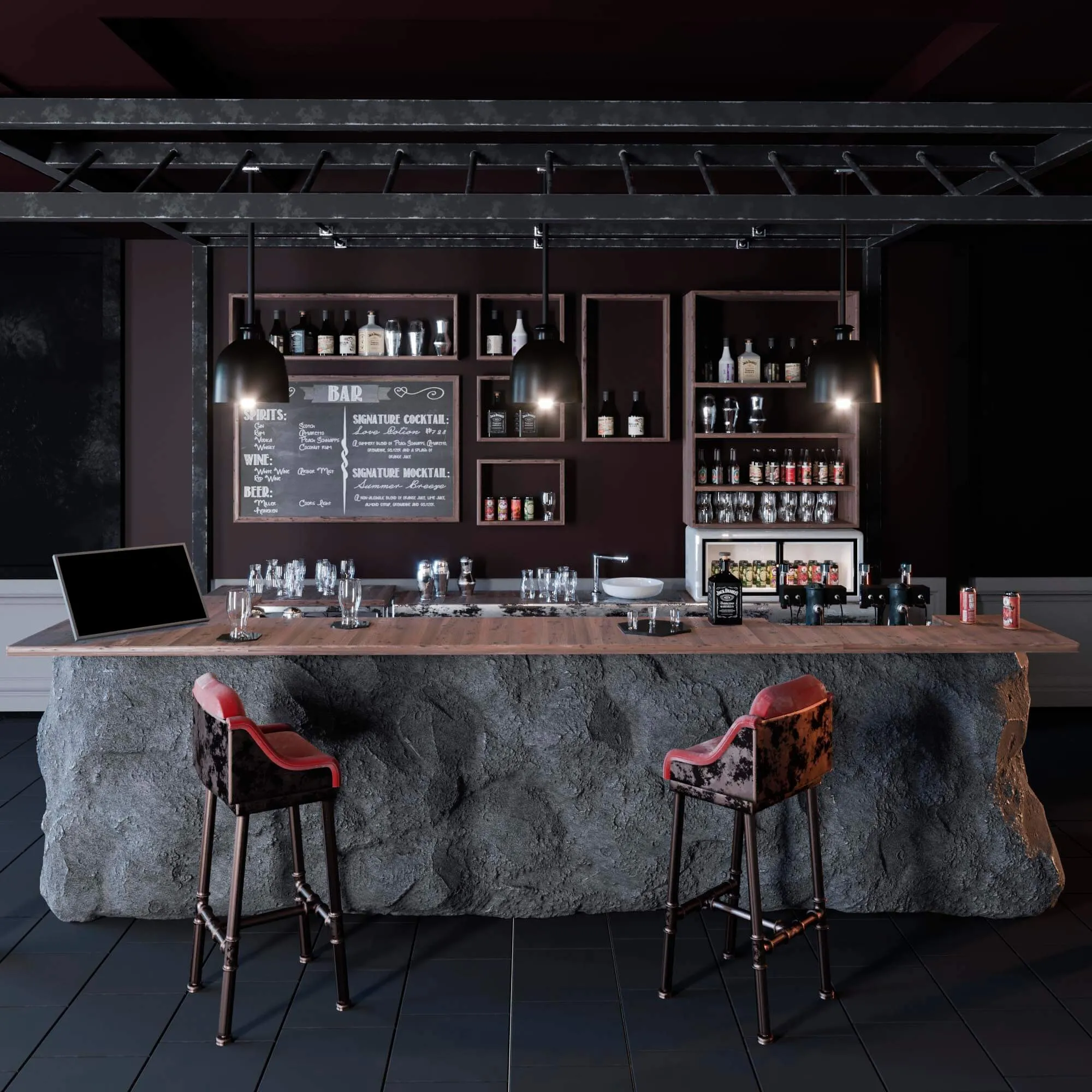 furniture – Stone bar 3ds Max