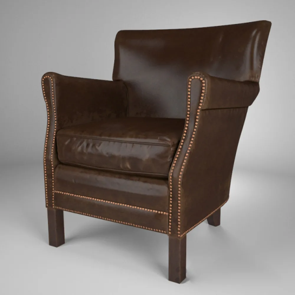 furniture – Stylish armchair in brown leather upholstery 3ds Max