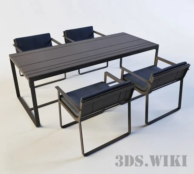 furniture – Table and chair Banco Flat 3ds Max