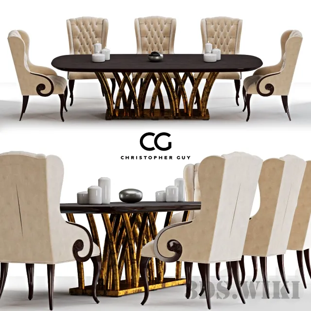 furniture – Table and Chair Rain Forest & Elysées by Christopher Guy 3ds Max
