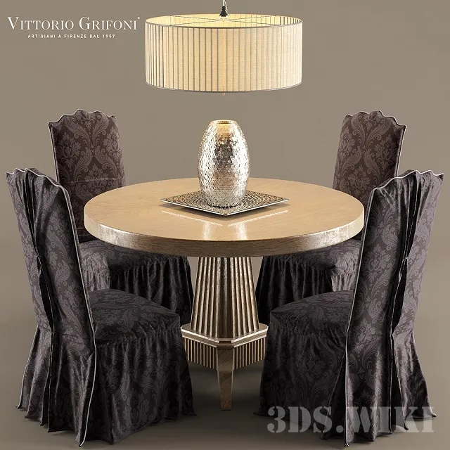 furniture – Table and Chair Vittorio Grifoni with Table Lamp 3ds Max