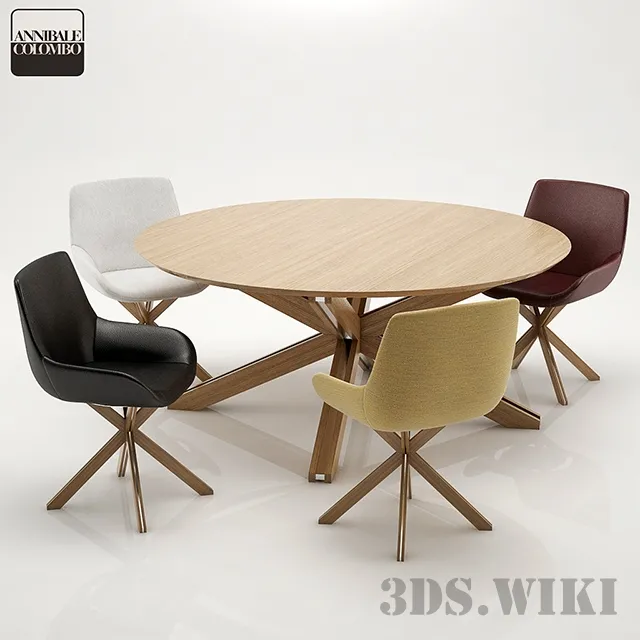 furniture – Table and Chairs Annibale Colombo Lorenzo 3ds Max