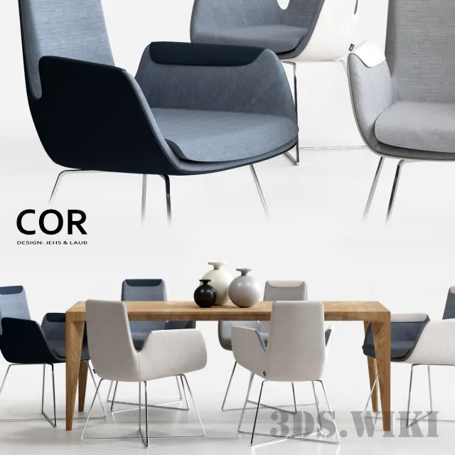 furniture – Table and Chairs – COR Cordia Stuhl and Delta Tisch Table 3ds Max