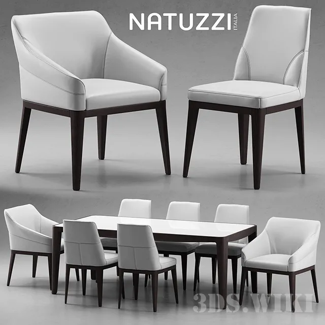 furniture – Table and chairs Natuzzi minerva Saturno Vesta 3ds Max