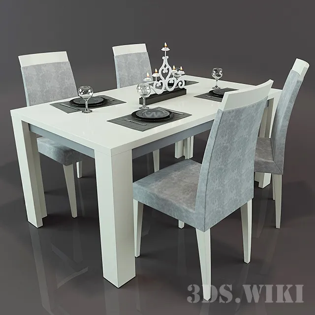 furniture – Table and Chairs Perfecta Diamond Ivory 3ds Max