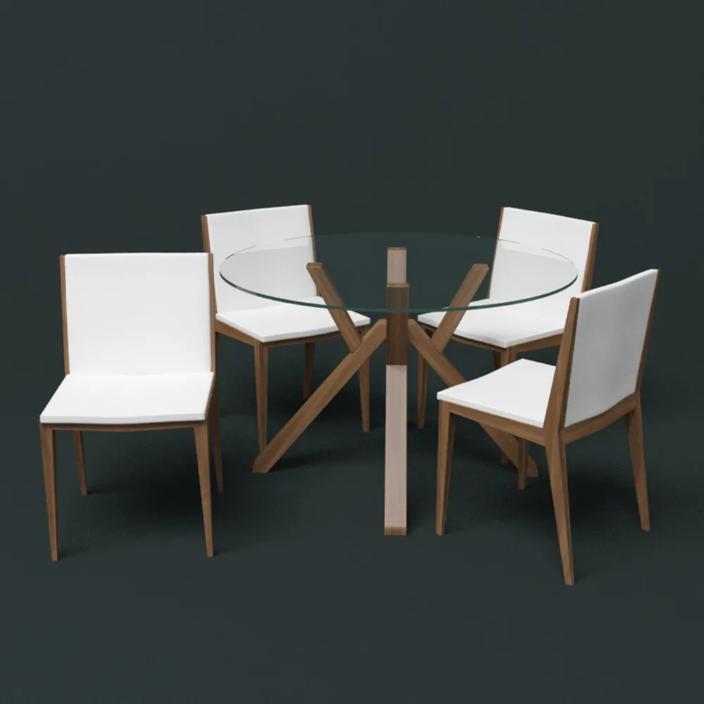 furniture – Table and chairs with glass insert 3ds Max
