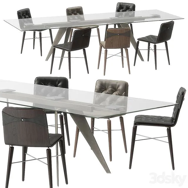 Furniture Table + Chair Bontempi Ramos table Kate chairs set 3dsMax Model