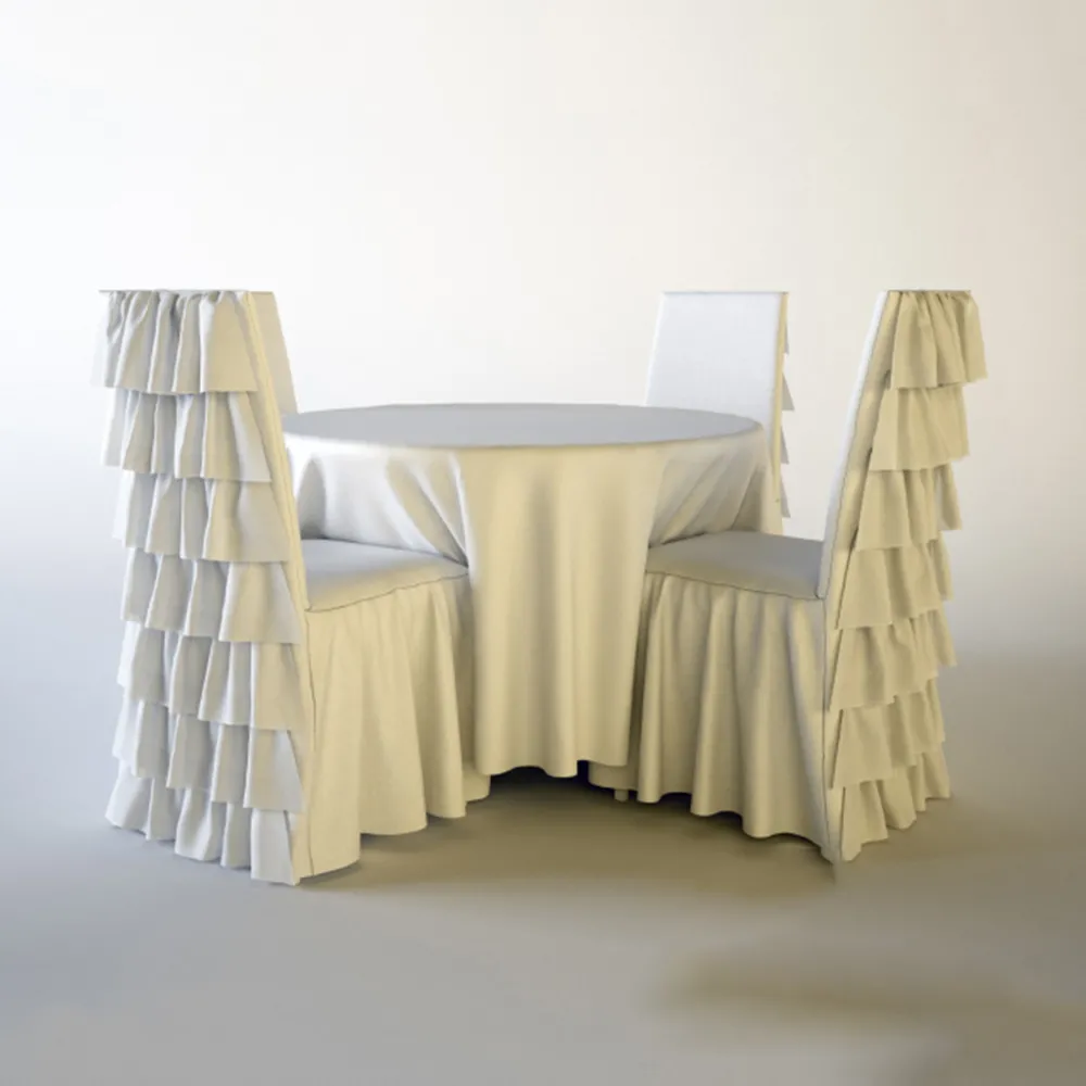 furniture – Table + chairs with covers 3ds Max