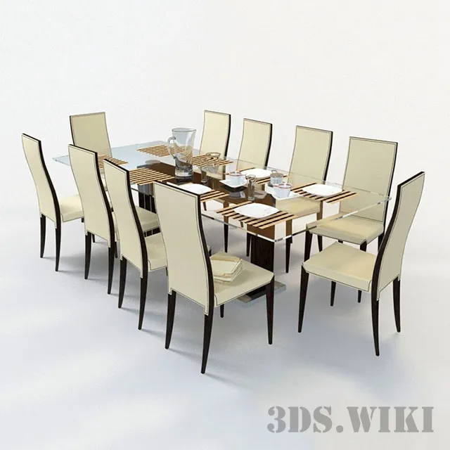 furniture – Table “Monaco” with chairs “Lady” Cattelan 3ds Max