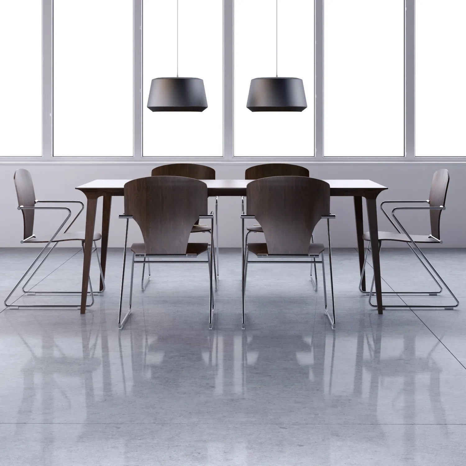 furniture – Table with modern chairs 01 3ds Max