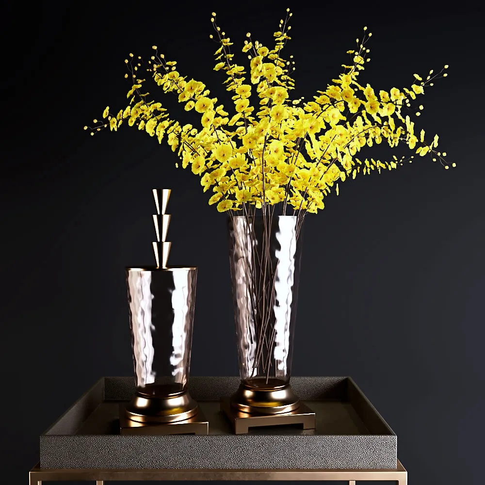 furniture – Tables Rh and yellow flowers 2 3ds Max