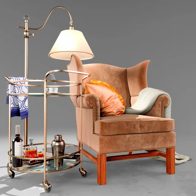 furniture – THATCHER UPHOLSTERED WINGBACK CHAIR 3ds Max