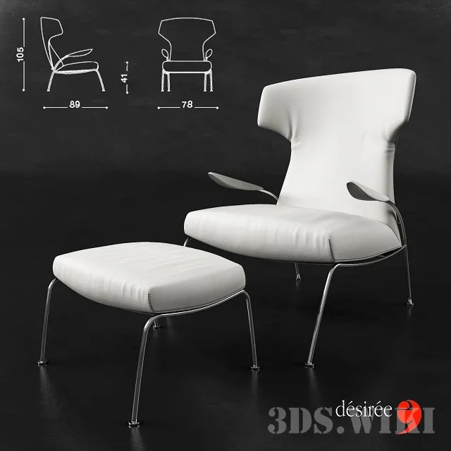furniture – Tify armchair and side stool De Siree factory 3ds Max
