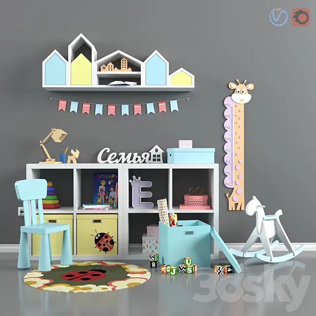 Furniture toys and decor for a children’s room 3ds Max