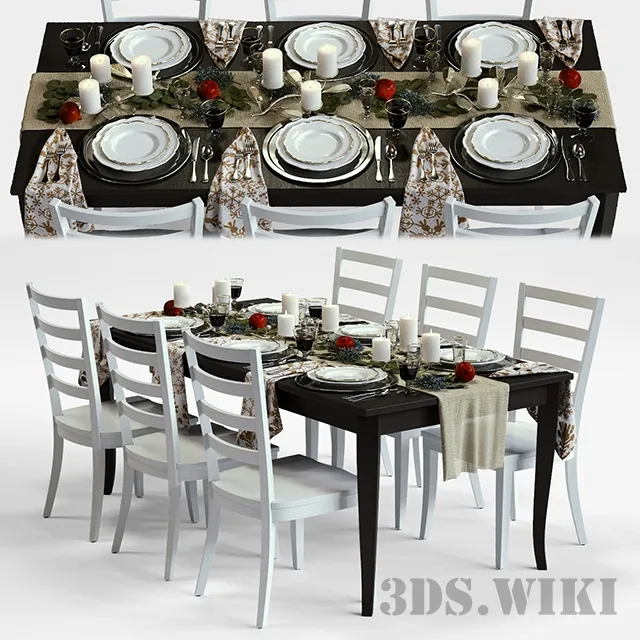 furniture – Traditional festive dining set 3ds Max