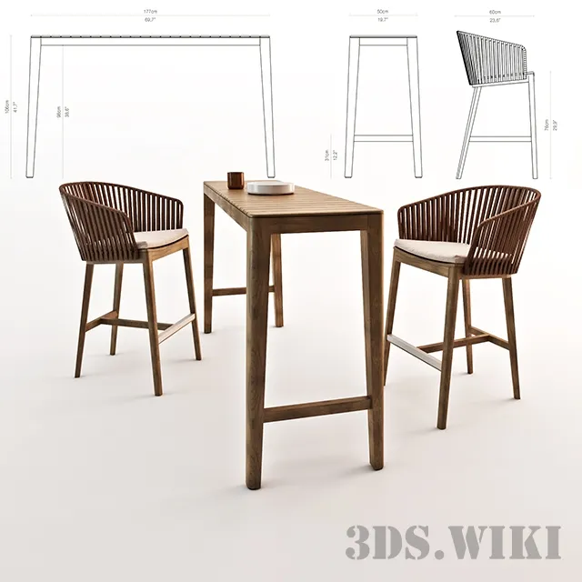 furniture – Tribu Mood Party bar table with chairs 3ds Max