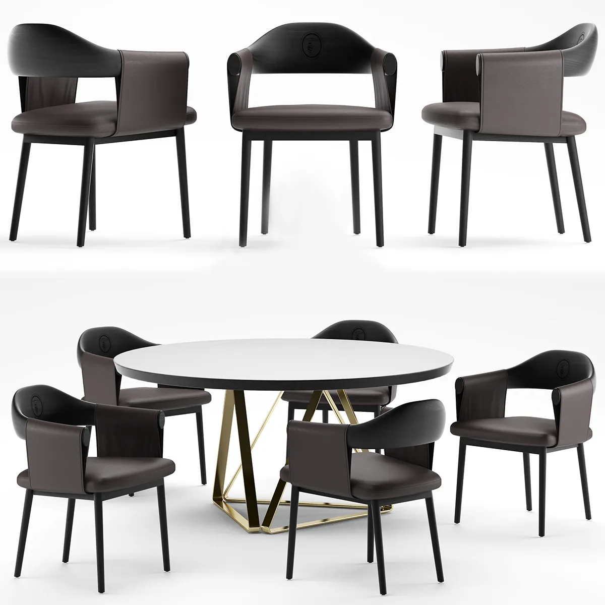 furniture – Trussardi Casa Larzia table with chairs 07 3ds Max