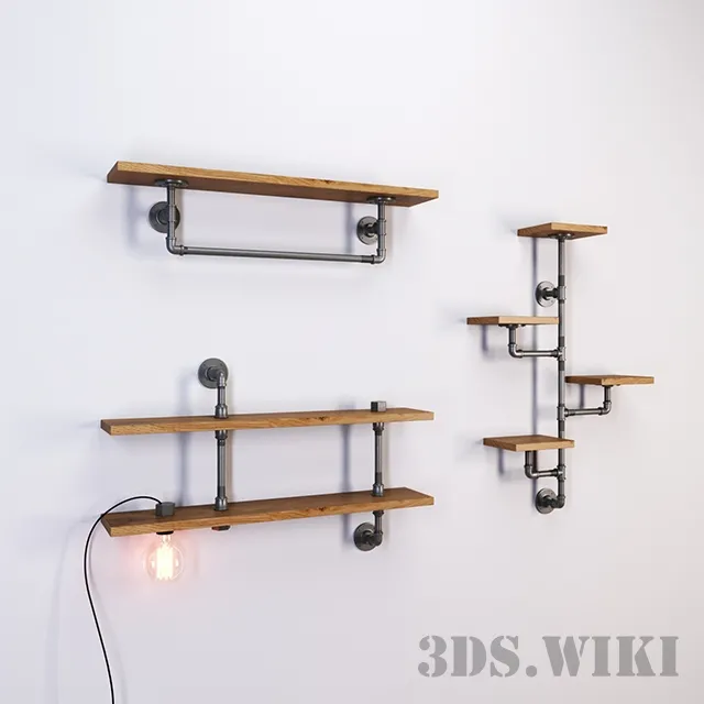 furniture – Tube shelves with lamp 3ds Max