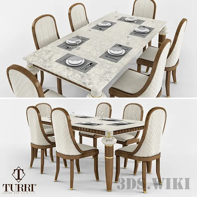 furniture – Turri Dining Table and Chairs 3ds Max