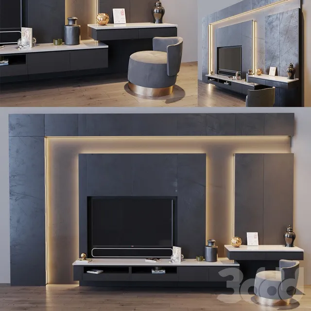 FURNITURE – TV WALL – 3D MODELS – 3DS MAX – FREE DOWNLOAD – 11898