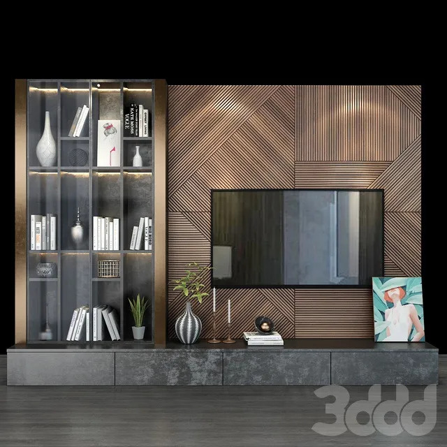 FURNITURE – TV WALL – 3D MODELS – 3DS MAX – FREE DOWNLOAD – 11977