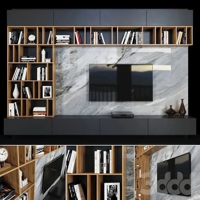FURNITURE – TV WALL – 3D MODELS – 3DS MAX – FREE DOWNLOAD – 12002