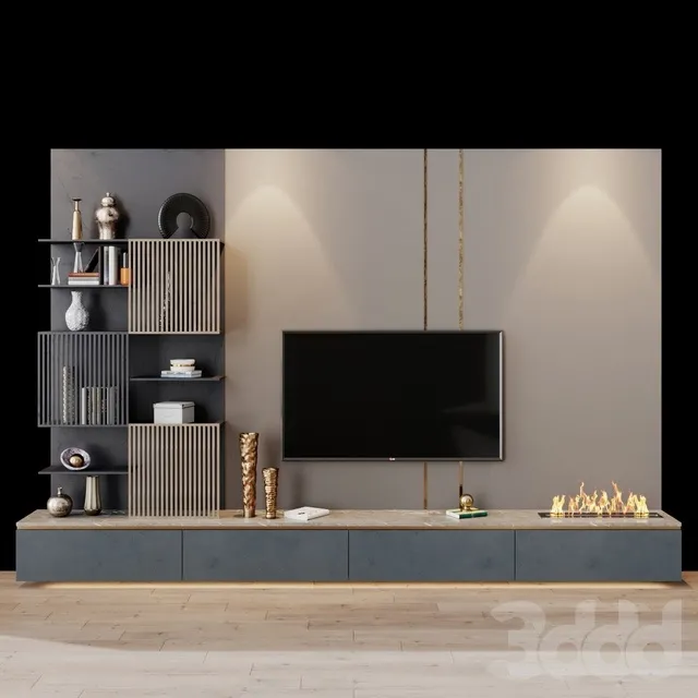 FURNITURE – TV WALL – 3D MODELS – 3DS MAX – FREE DOWNLOAD – 12003