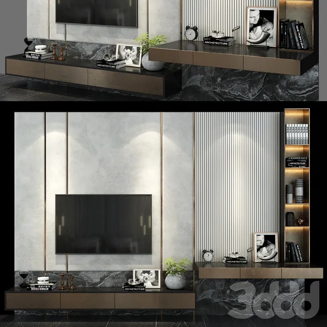 FURNITURE – TV WALL – 3D MODELS – 3DS MAX – FREE DOWNLOAD – 12011