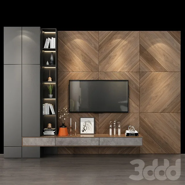 FURNITURE – TV WALL – 3D MODELS – 3DS MAX – FREE DOWNLOAD – 12021