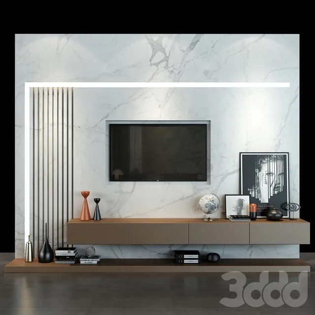 FURNITURE – TV WALL – 3D MODELS – 3DS MAX – FREE DOWNLOAD – 12026