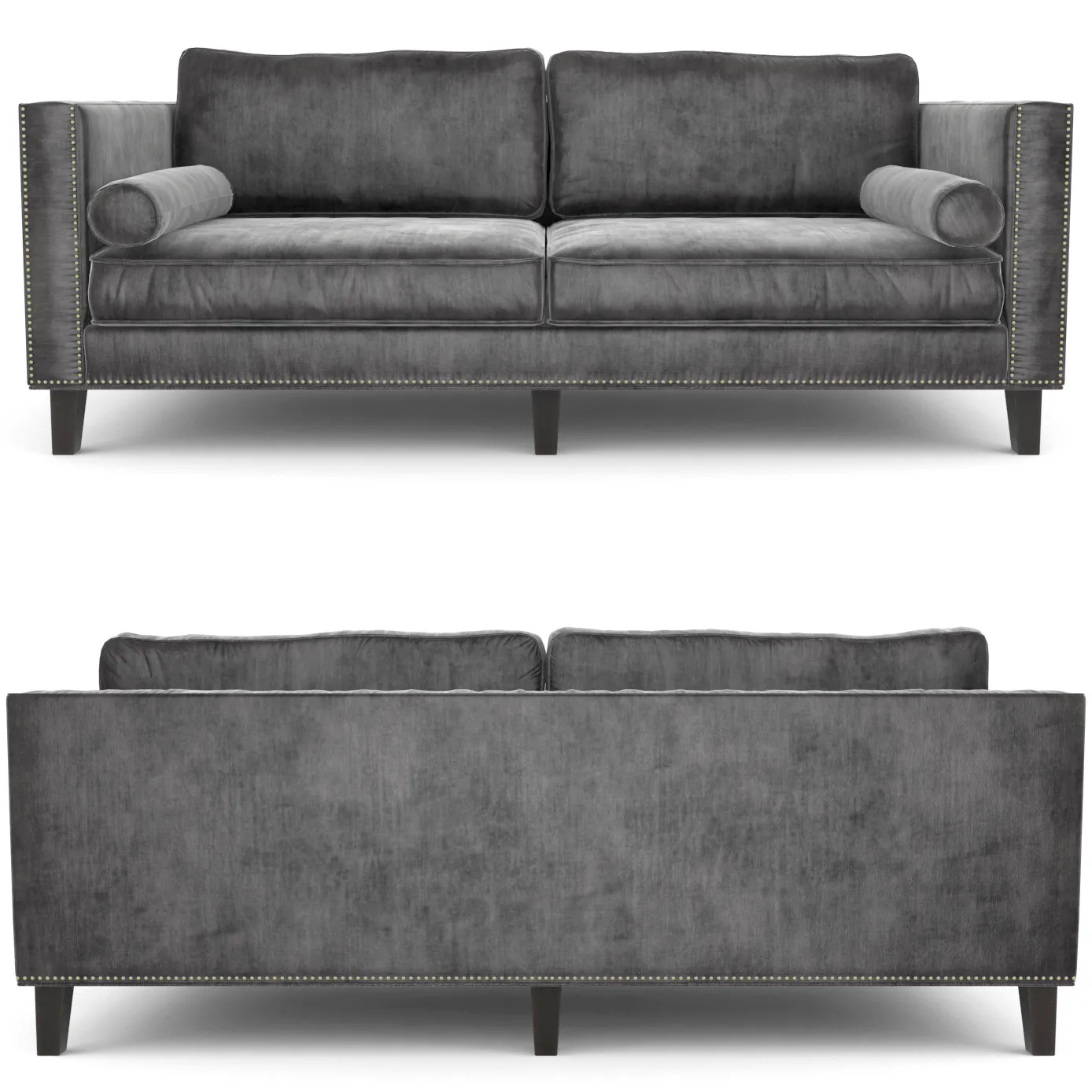furniture – Velvet grey sofa 006 3ds Max