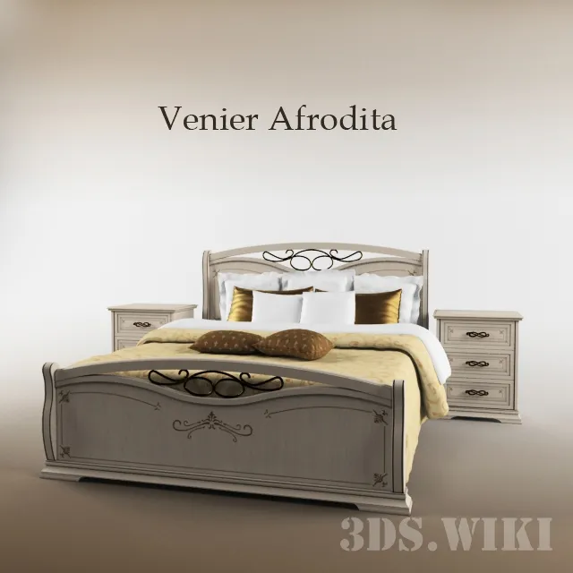 furniture – Venier Afrodita bed and bedside table 3ds Max