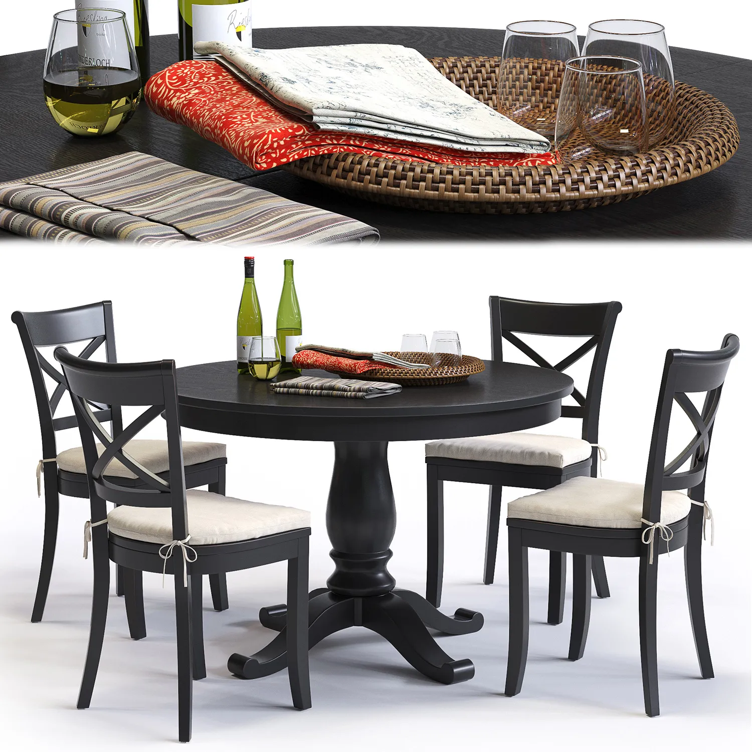 furniture – Vintner table with chairs 08 3ds Max