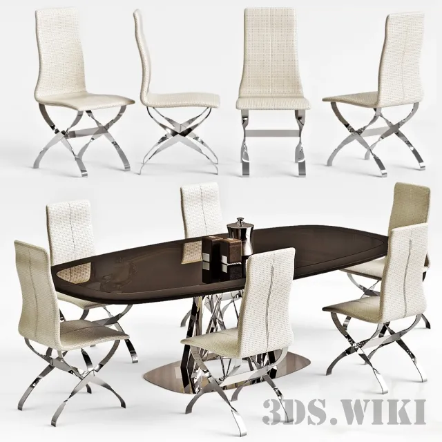 furniture – Visionnaire Dakar table and Visionnaire Spider chairs 3ds Max