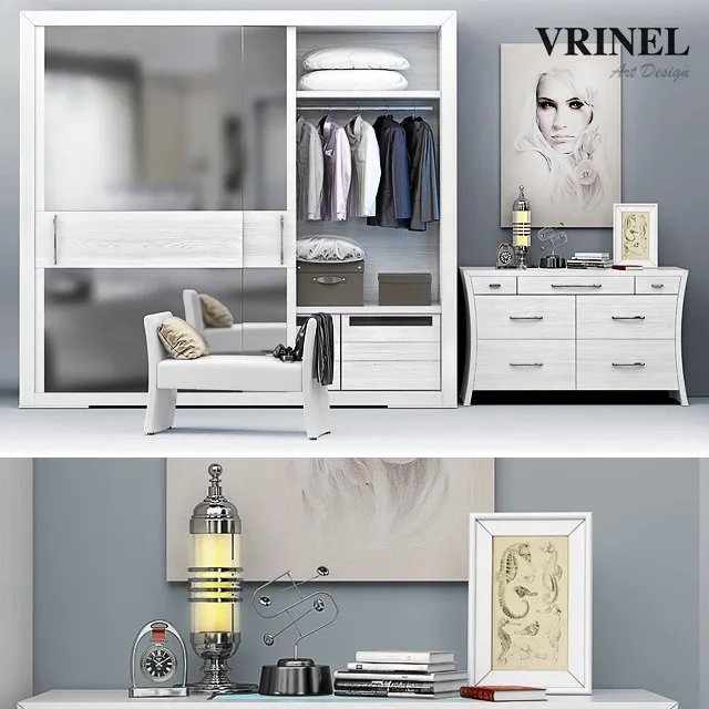 furniture – Wardrobe – Vrinel Forever Armadio Specchi + Chest Como Vanity 3ds Max