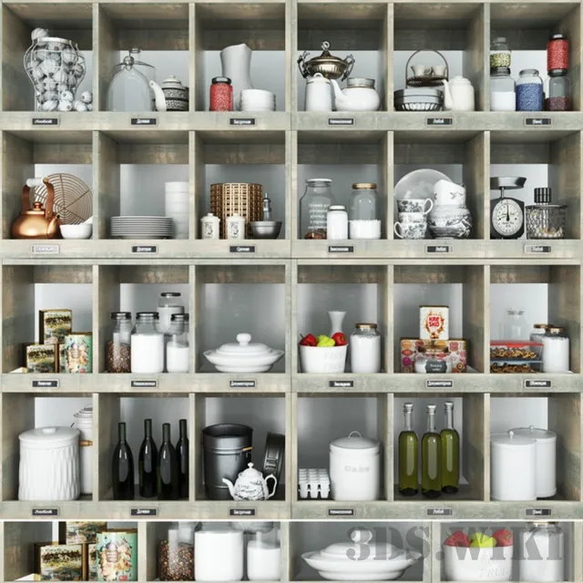 furniture – Wardrobe with dishes and decors 3ds Max